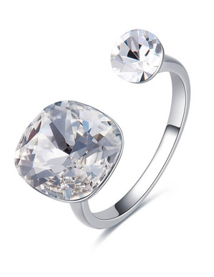 Anillo redondo cristal baño de rodio