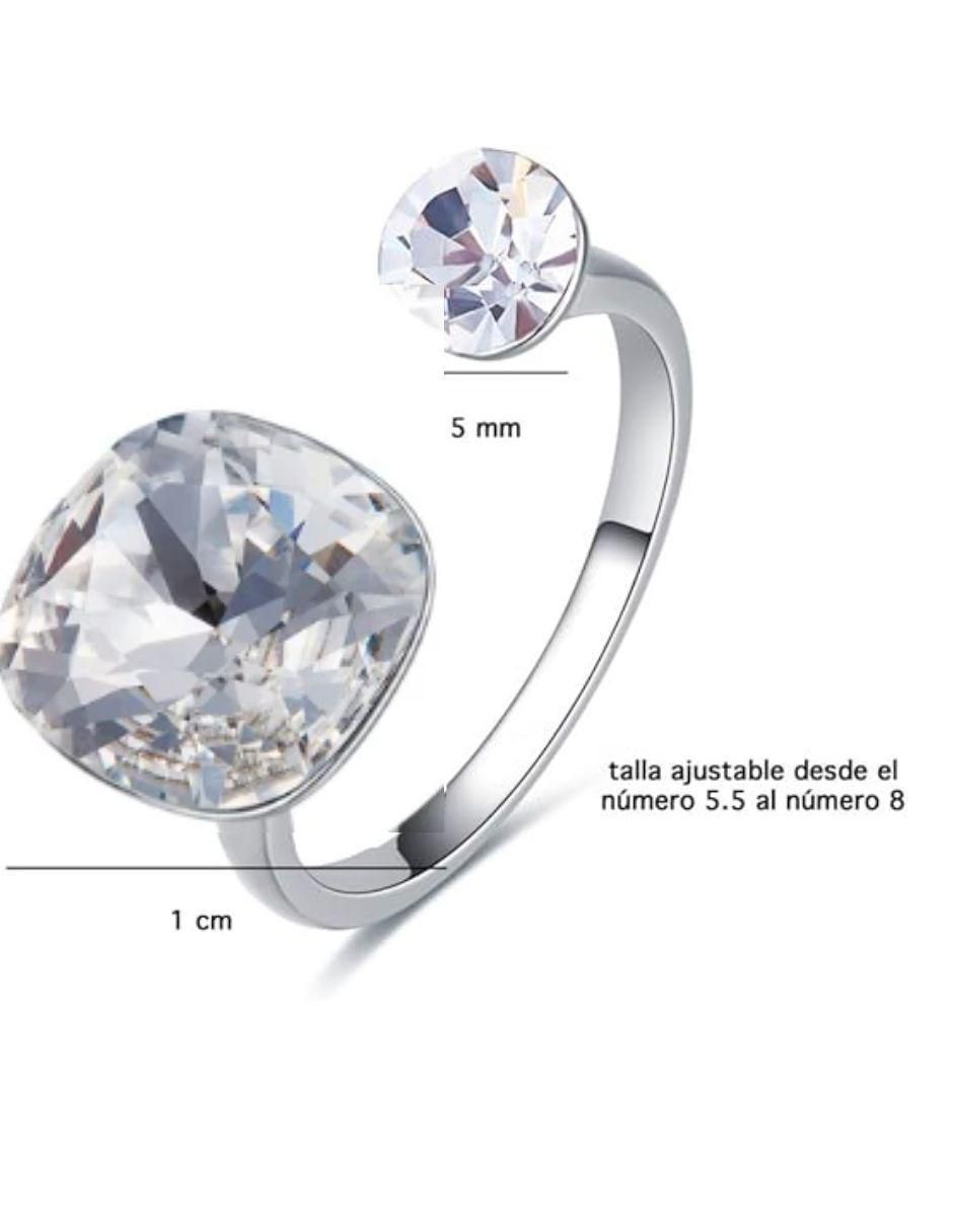 Anillo redondo cristal baño de rodio