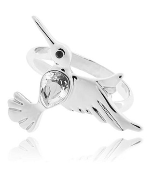 Anillo de colibrí cristal baño de rodio