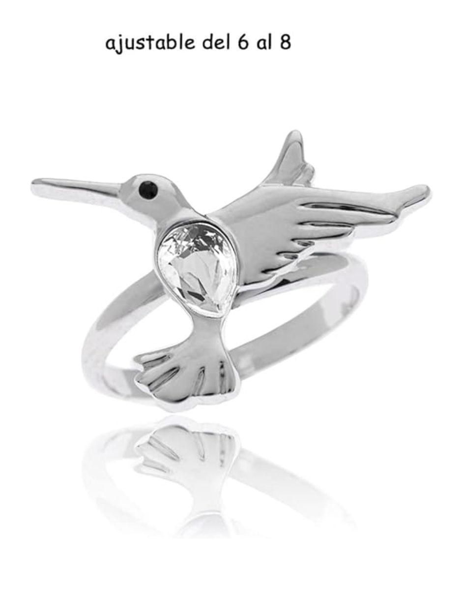 Anillo de colibrí cristal baño de rodio 3