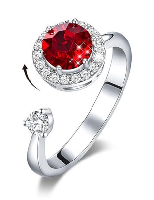 Anillo redondo cristal baño de rodio
