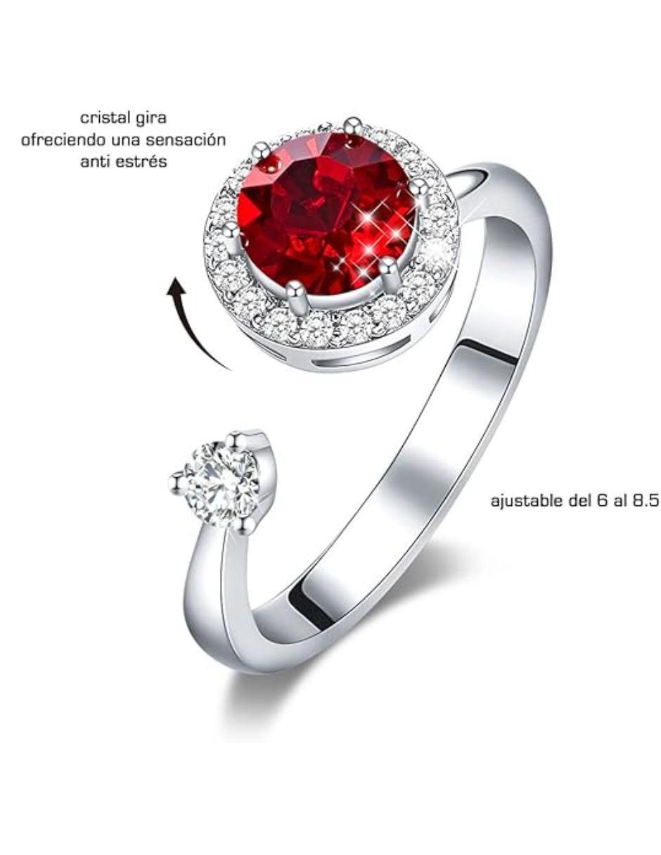 Anillo redondo cristal baño de rodio