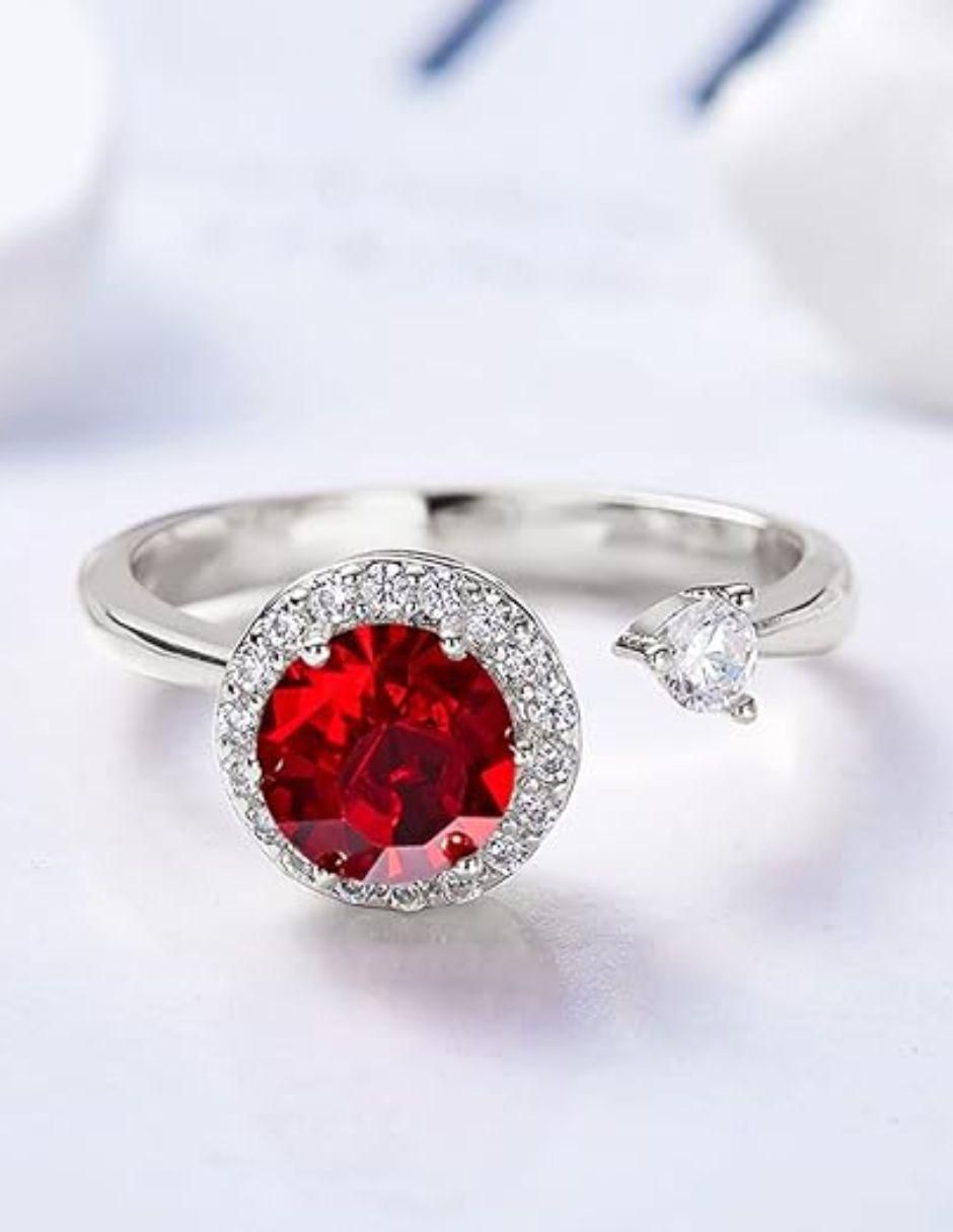 Anillo redondo cristal baño de rodio