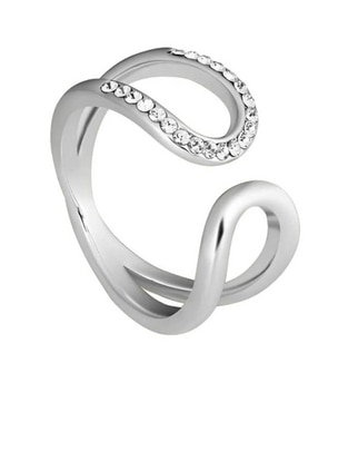 Anillo redondo cristal baño de rodio