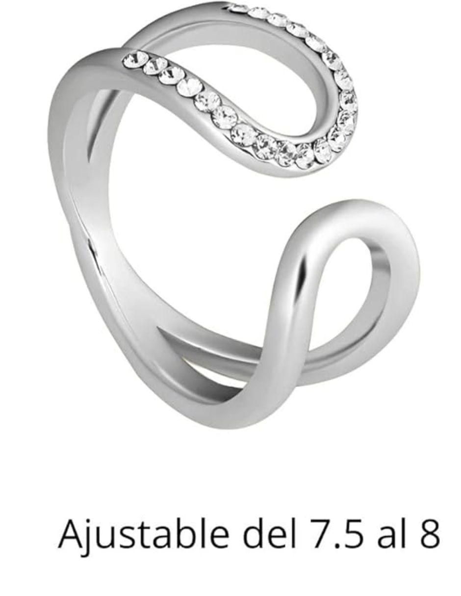 Anillo redondo cristal baño de rodio 3