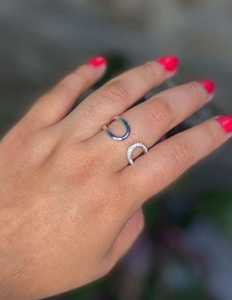 Anillo redondo cristal baño de rodio 2