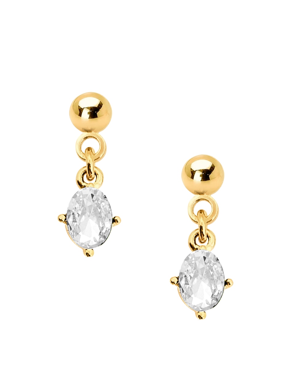 Aretes de óvalo con acabado brillante zirconia 1