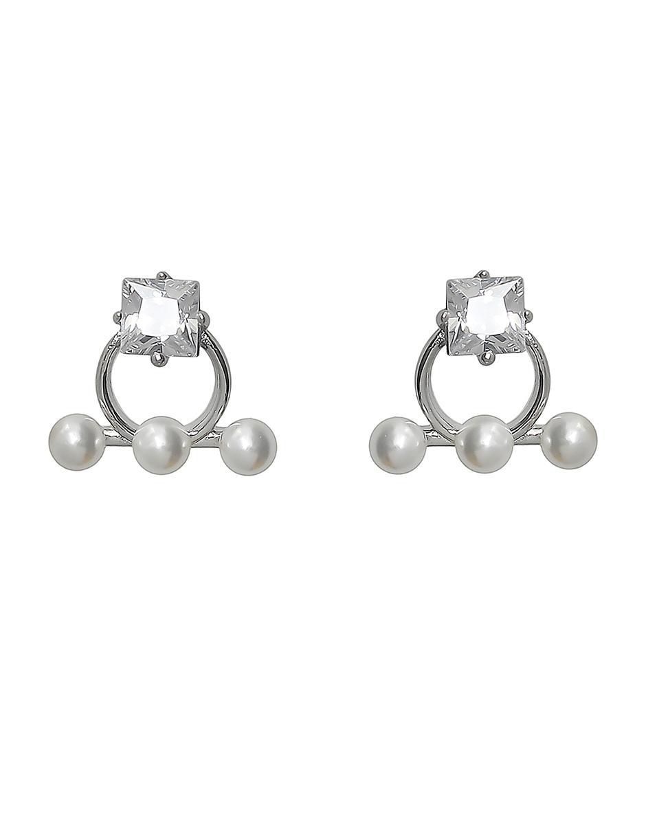 Aretes de aro de plata P 925 con acabado baño de rodio Aretes de aro de plata P 925 con acabado baño de rodio