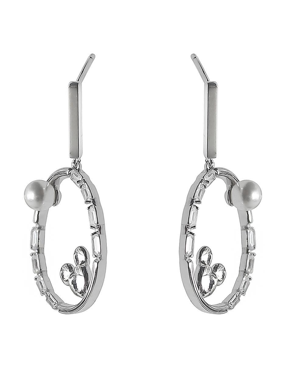 Aretes de aro de plata P 925 con acabado baño de rodio 2
