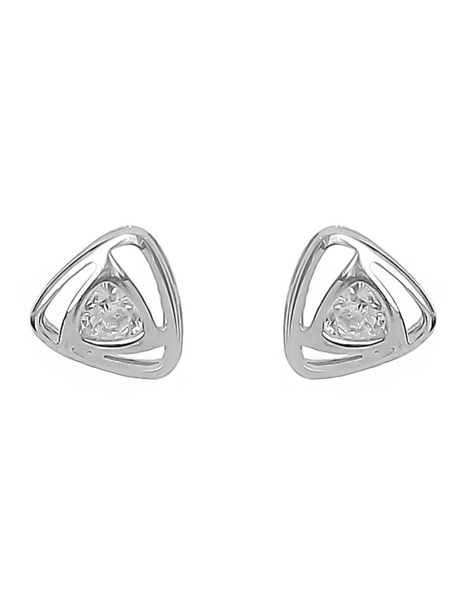 Aretes triangulares de plata P 925 con acabado baño de rodio Aretes triangulares de plata P 925 con acabado baño de rodio