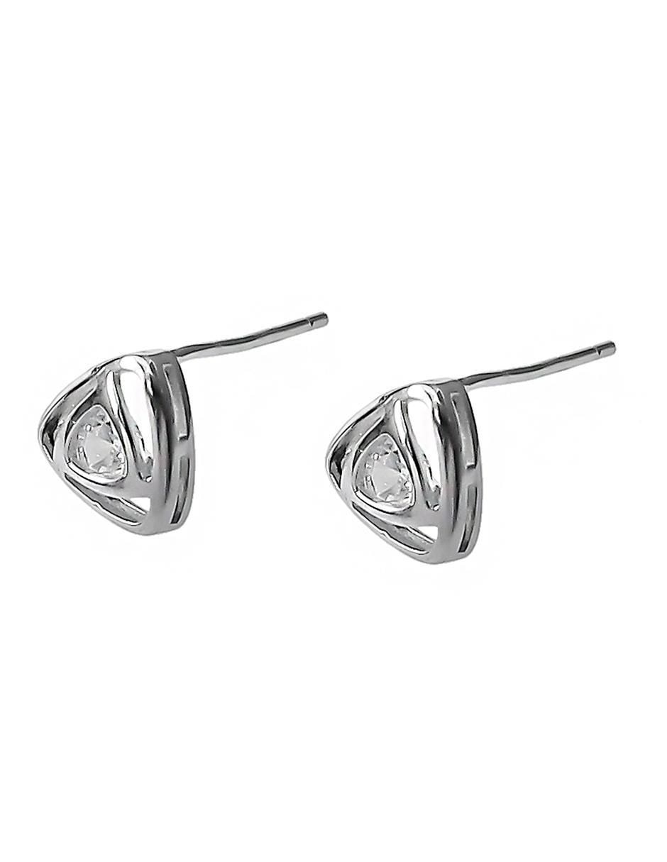 Aretes triangulares de plata P 925 con acabado baño de rodio 2