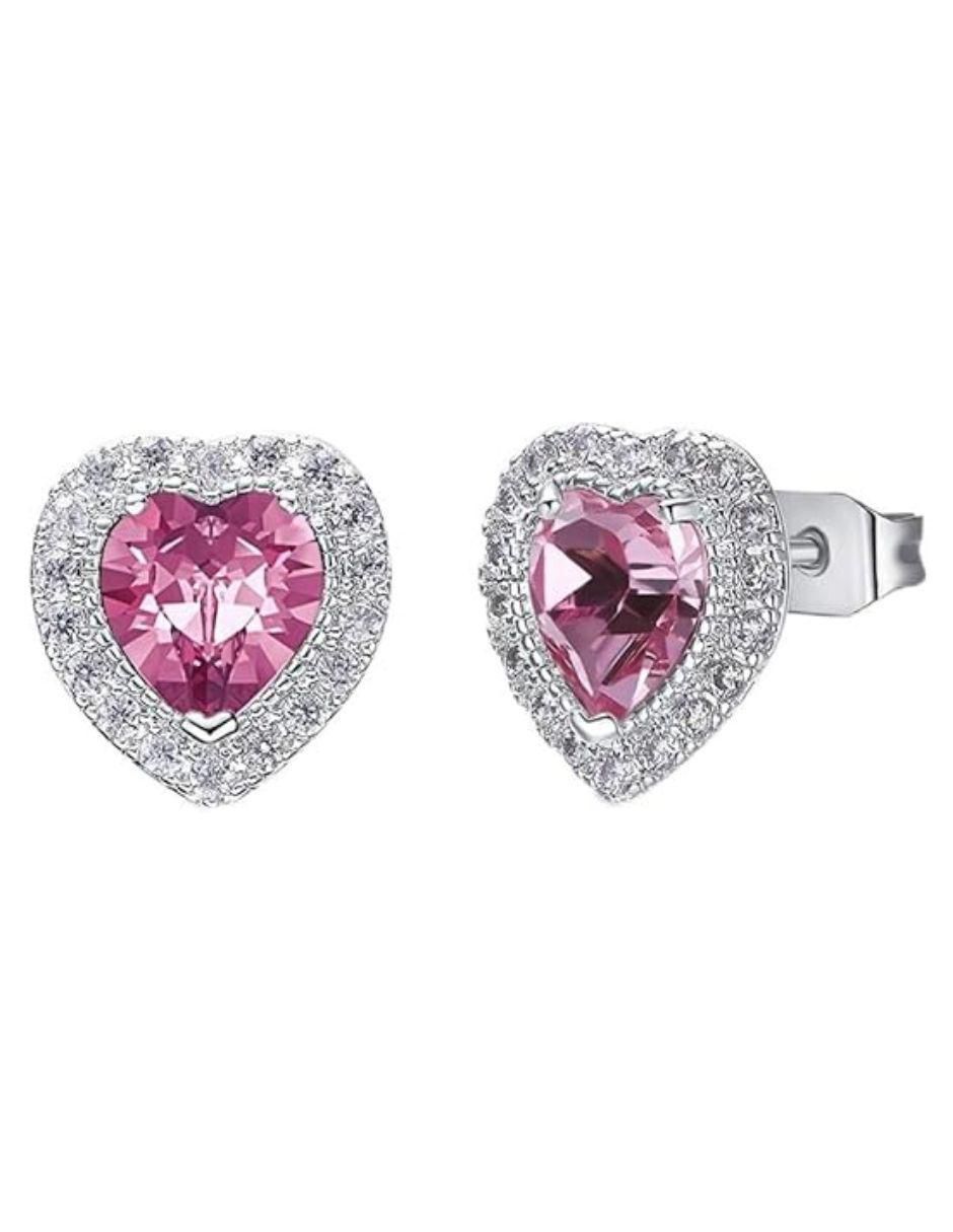 Aretes de corona con acabado baño de rodio cristal