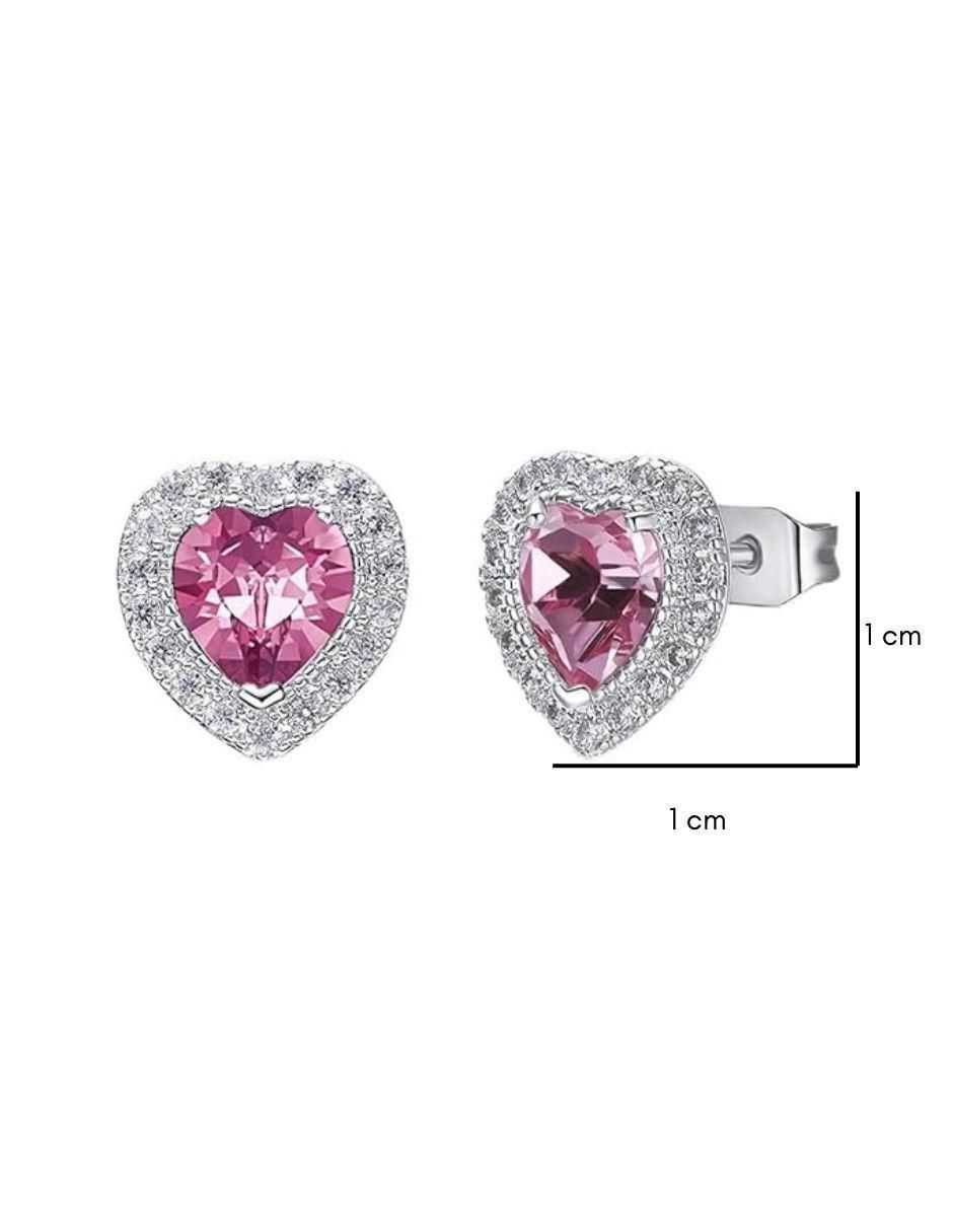 Aretes de corona con acabado baño de rodio cristal 3