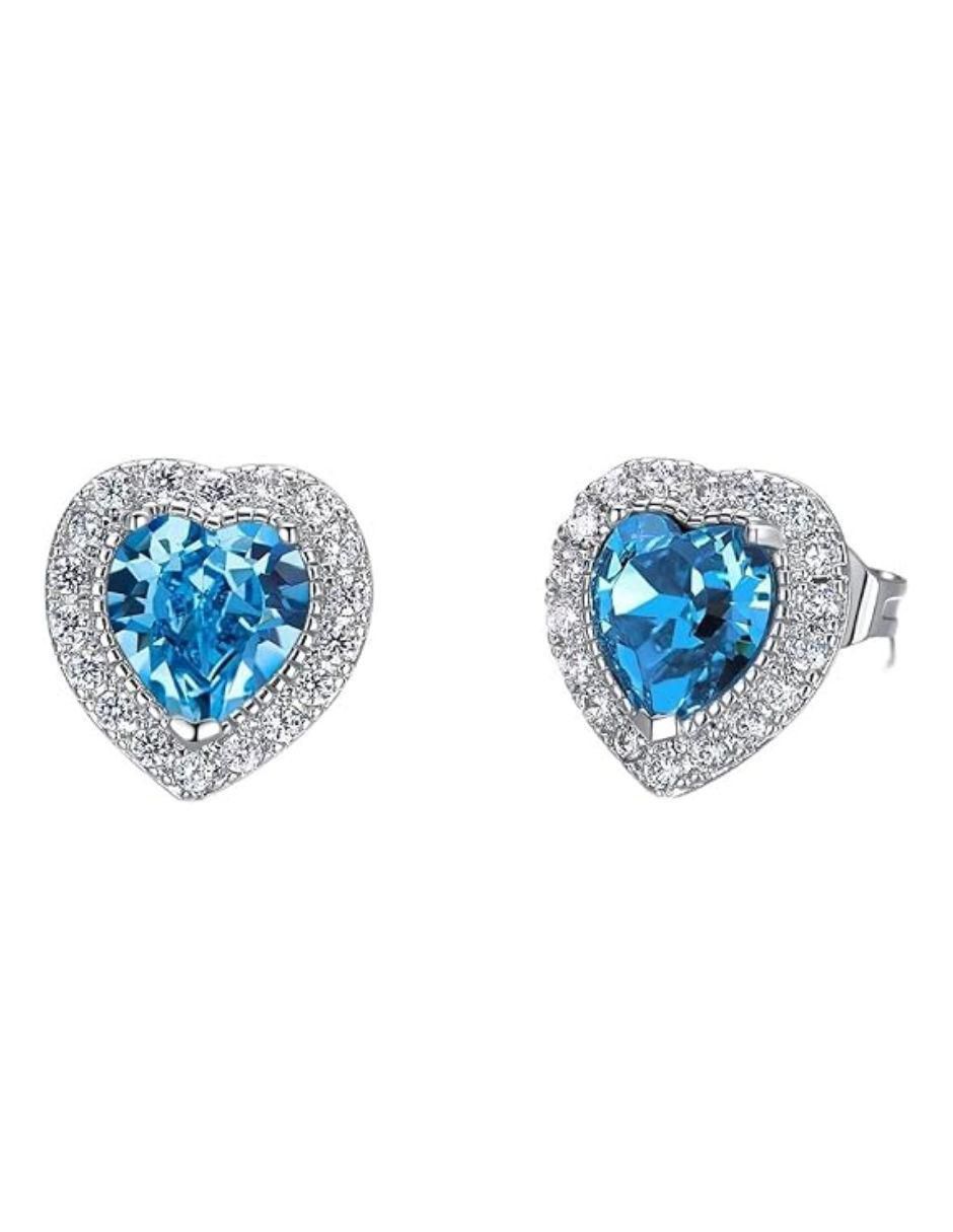 Aretes de corona con acabado baño de rodio cristal Aretes de corona con acabado baño de rodio cristal