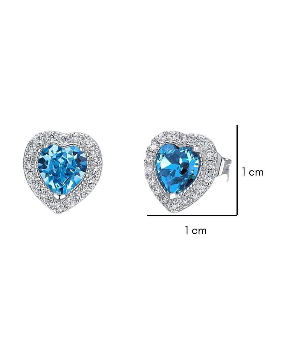 Aretes de corona con acabado baño de rodio cristal 3