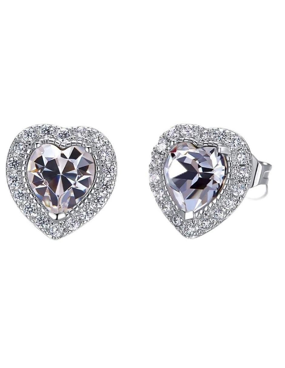 Aretes de corona con acabado baño de rodio cristal