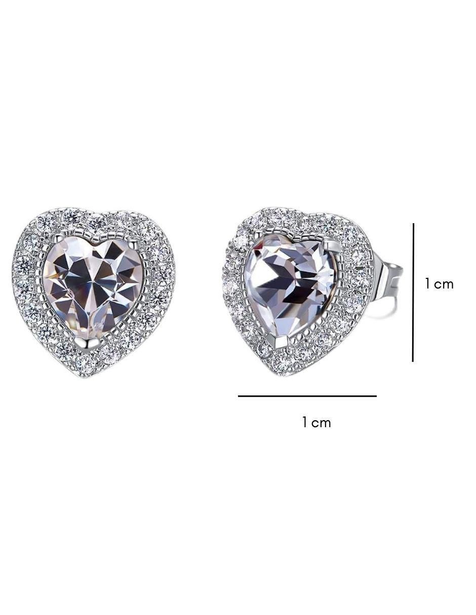 Aretes de corona con acabado baño de rodio cristal 3