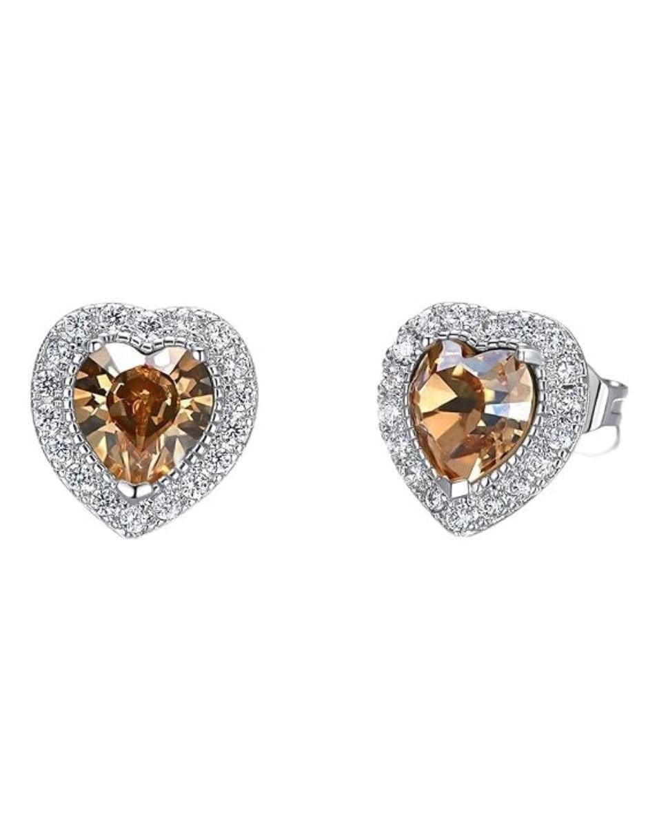 Aretes de corona con acabado baño de rodio cristal Aretes de corona con acabado baño de rodio cristal