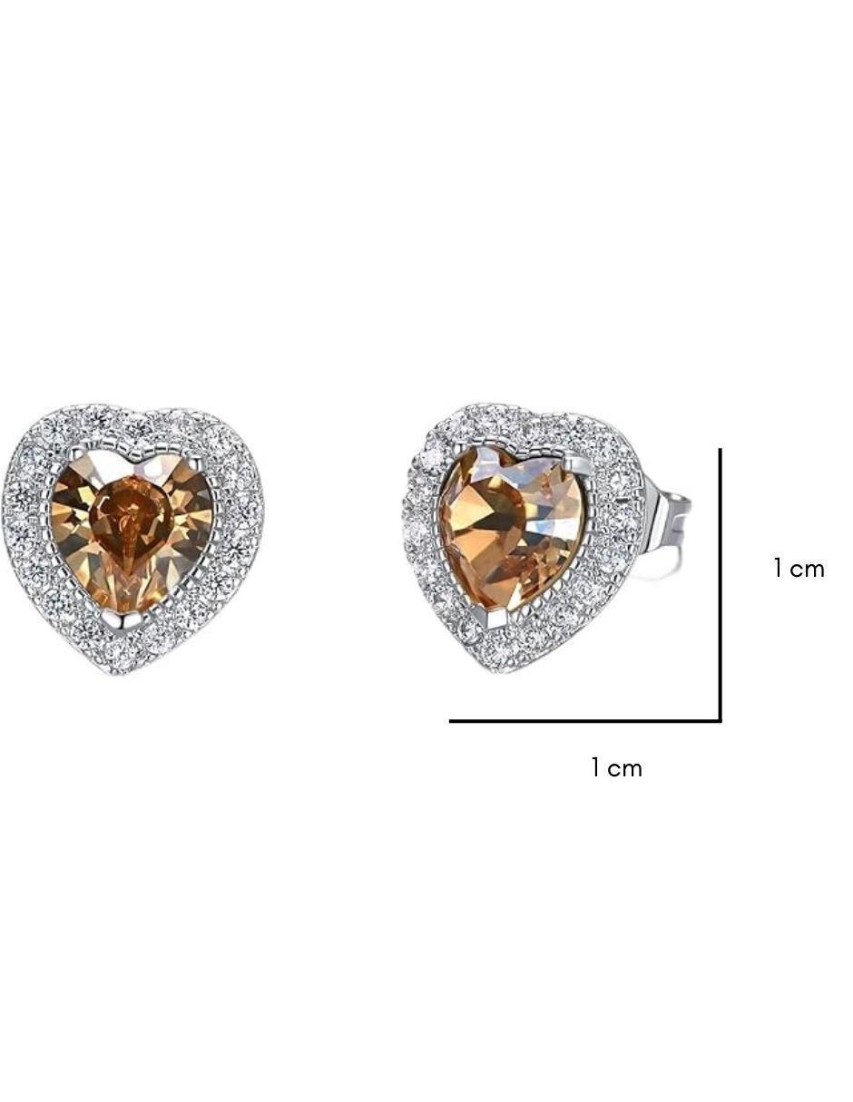 Aretes de corona con acabado baño de rodio cristal 3