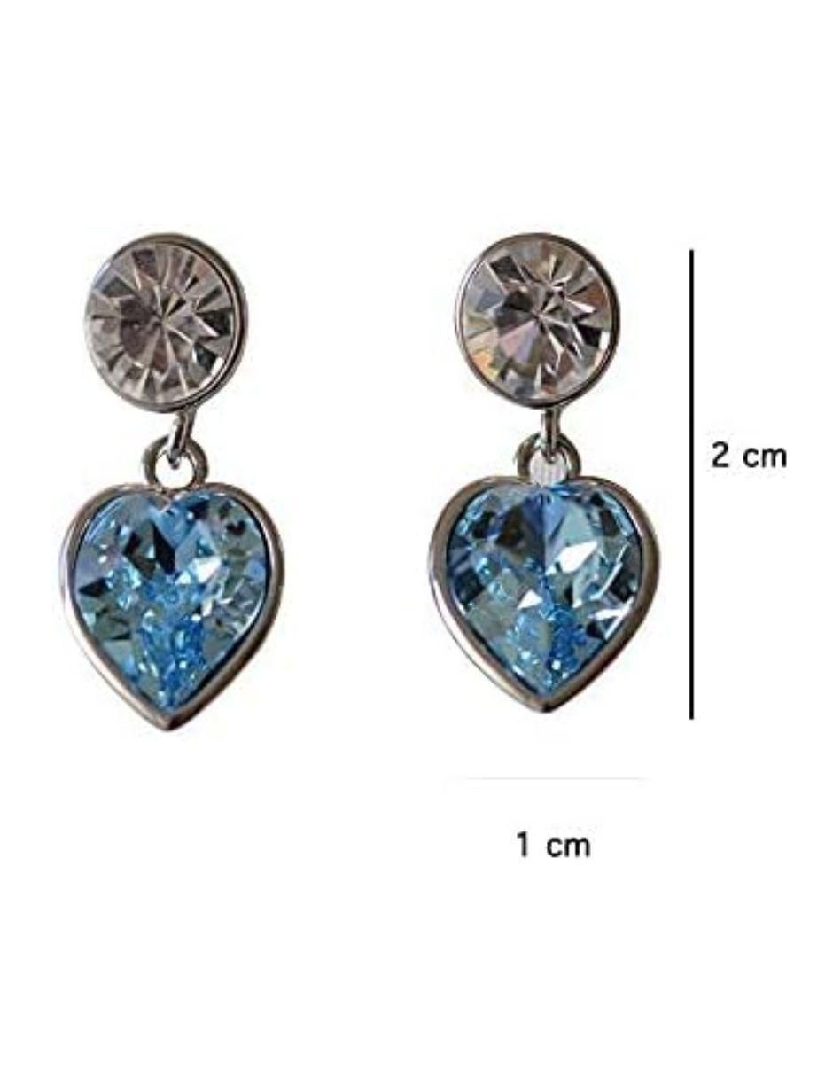 Aretes de corazón con acabado baño de rodio cristal 4