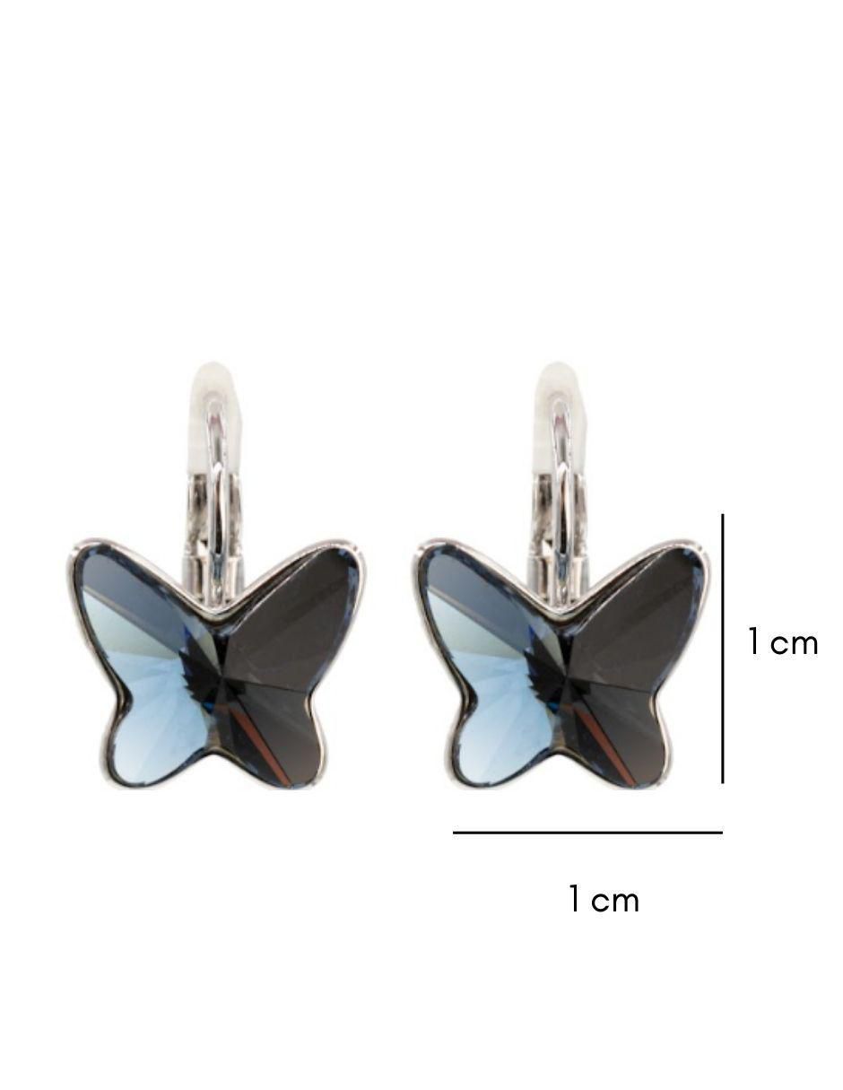 Aretes de mariposa con acabado baño de rodio cristal 4