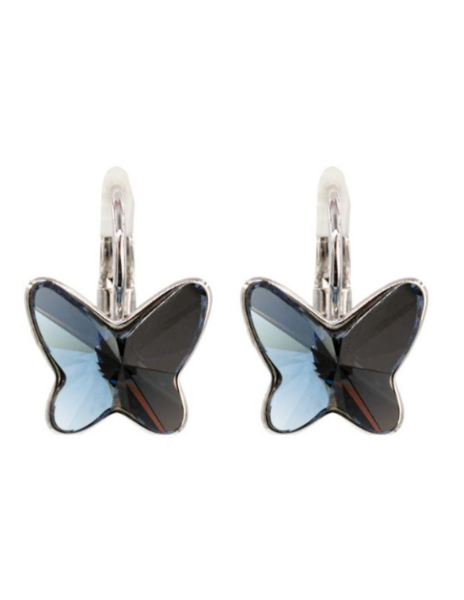 Aretes de mariposa con acabado baño de rodio cristal 3