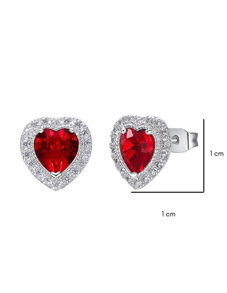 Aretes de corona con acabado baño de rodio cristal 3