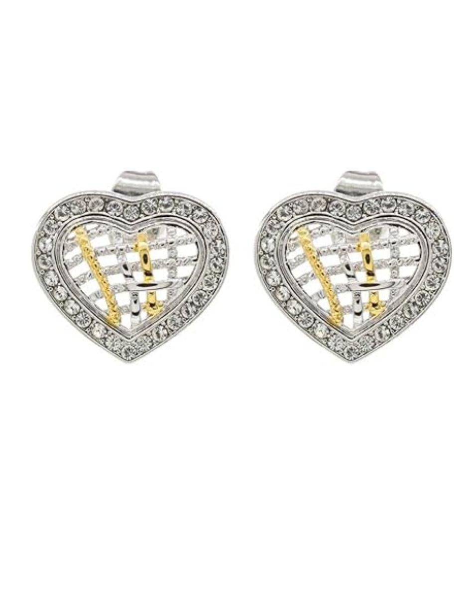 Broqueles de corazón con acabado plateado cristal Broqueles de corazón con acabado plateado cristal