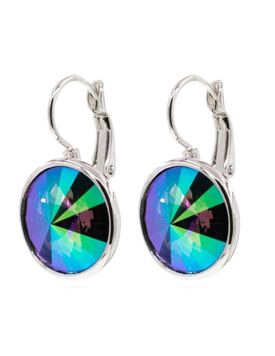 Aretes circulares con acabado baño de rodio cristal 1