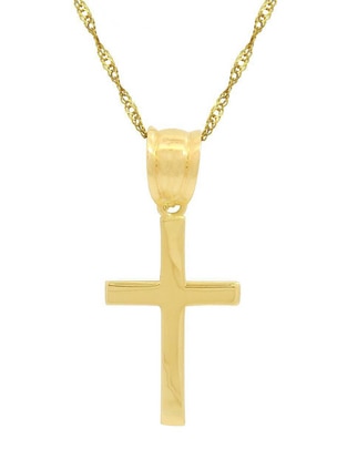Collar con dije de cruz de oro 10 K Collar con dije de cruz de oro 10 K