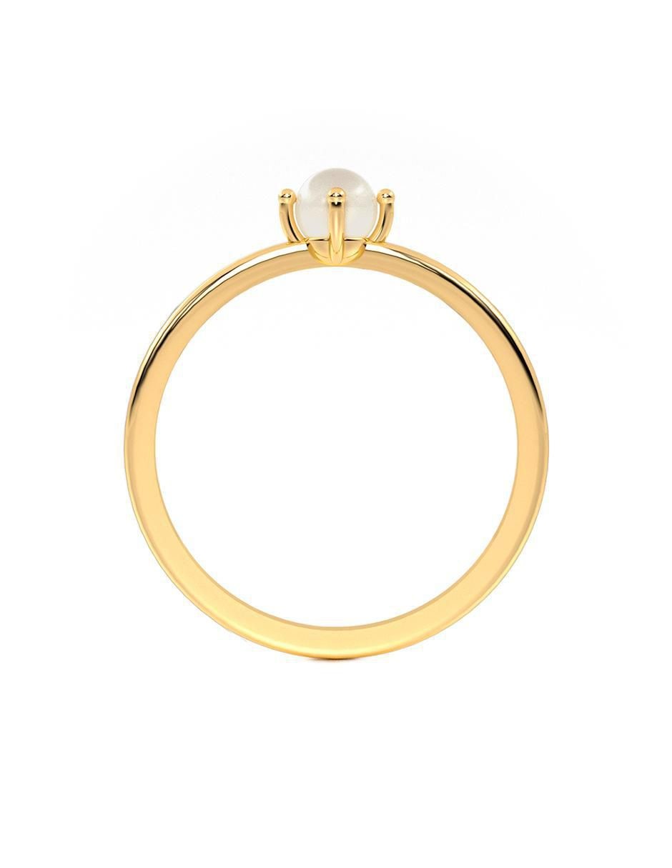 Anillo 10 k de oro perla brillante 5