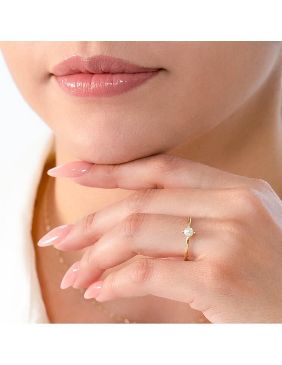 Anillo 10 k de oro perla brillante 3