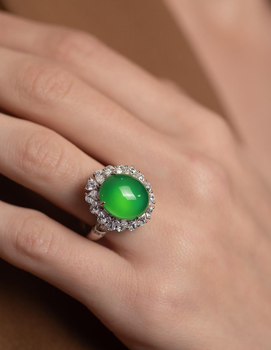 Anillo P 925 de plata ágata brillante