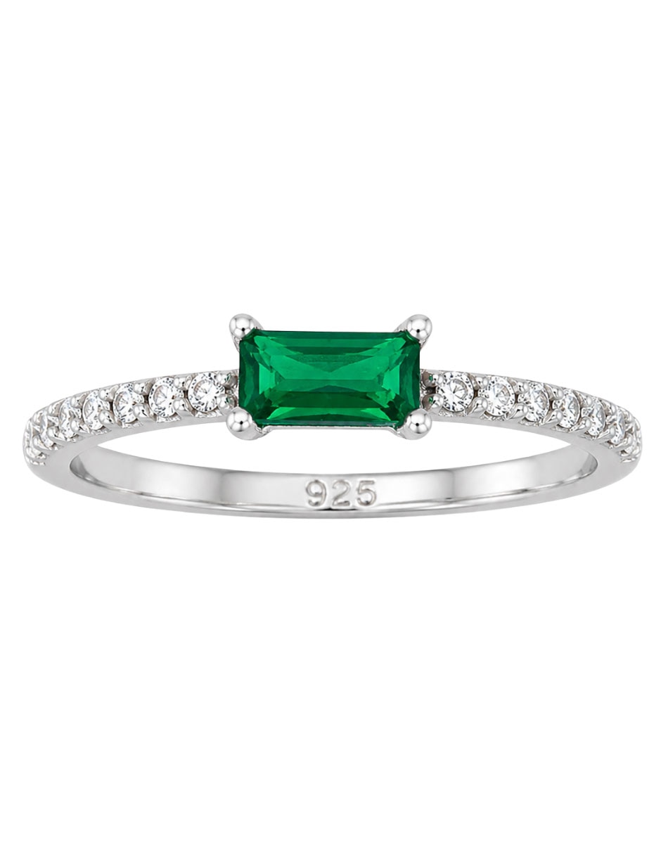 Anillo rectangular P 925 de plata zirconia brillante Anillo rectangular P 925 de plata zirconia brillante