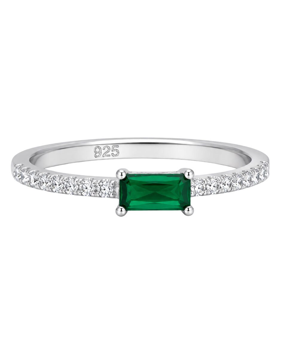 Anillo rectangular P 925 de plata zirconia brillante 3