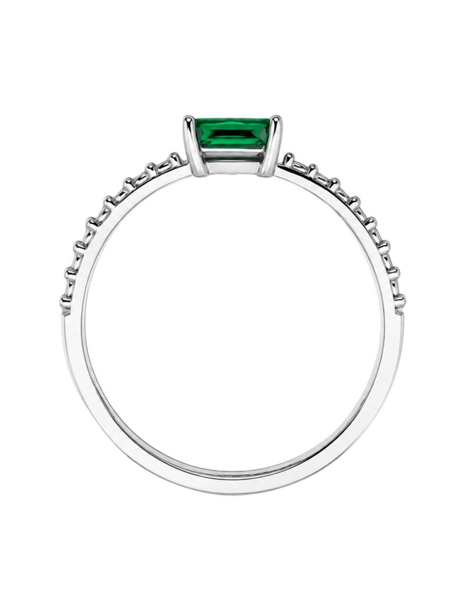 Anillo rectangular P 925 de plata zirconia brillante 2