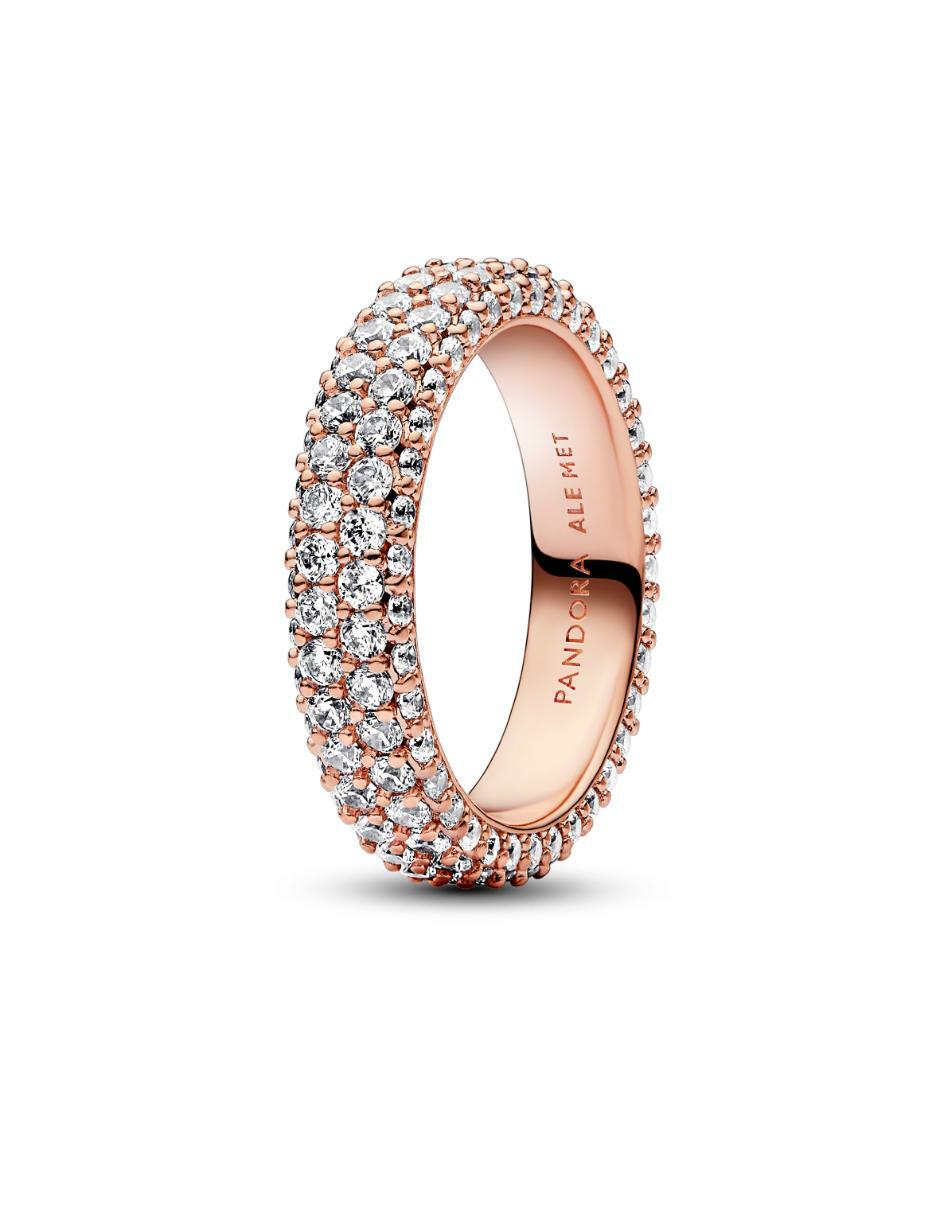 Anillo Timeless de plata P 925 zirconia cúbica con acabado baño de oro rosa