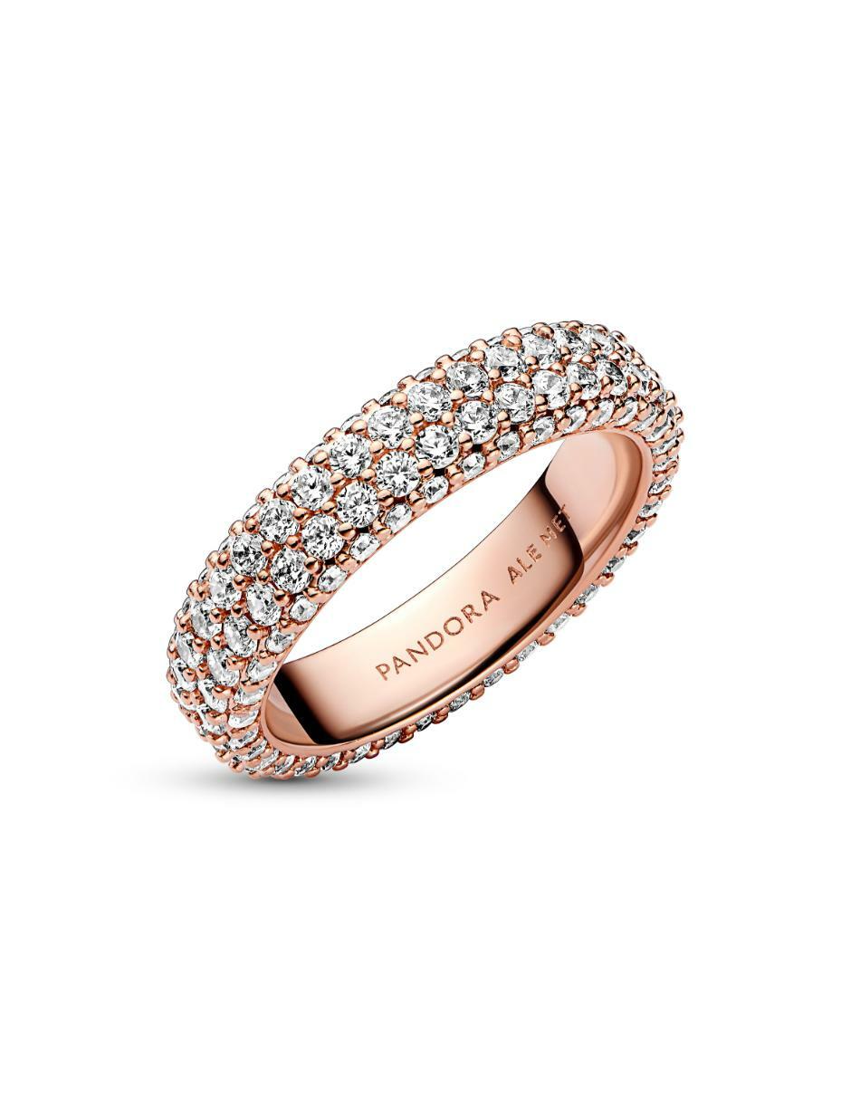 Anillo Timeless de plata P 925 zirconia cúbica con acabado baño de oro rosa