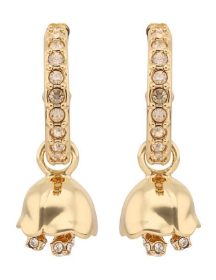 Aretes de flor con acabado brillante cristal Aretes de flor con acabado brillante cristal