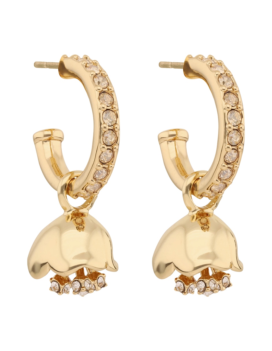 Aretes de flor con acabado brillante cristal 2