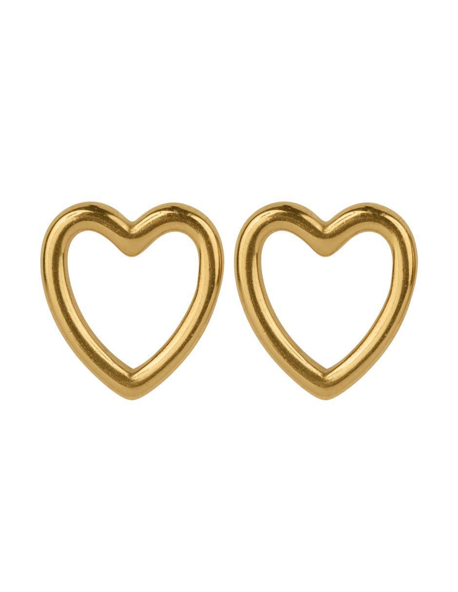Aretes de corazón 14 K con acabado brillante Aretes de corazón 14 K con acabado brillante