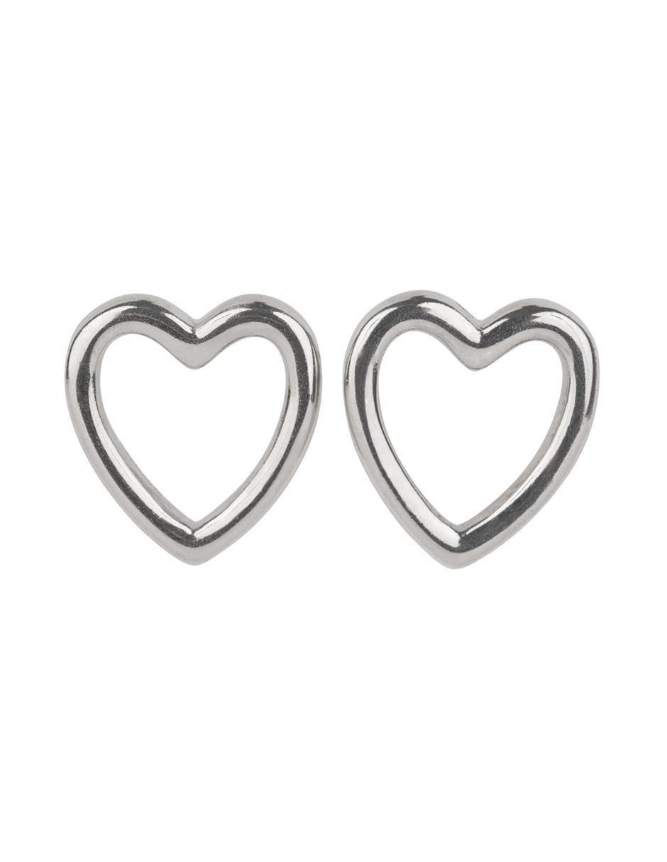 Aretes de corazón 14 K con acabado brillante 1