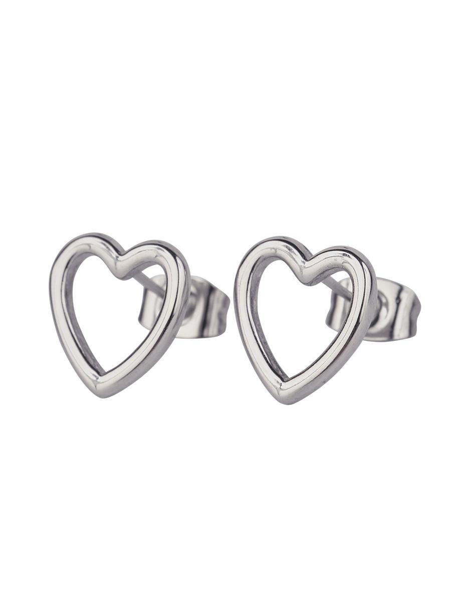 Aretes de corazón 14 K con acabado brillante 2