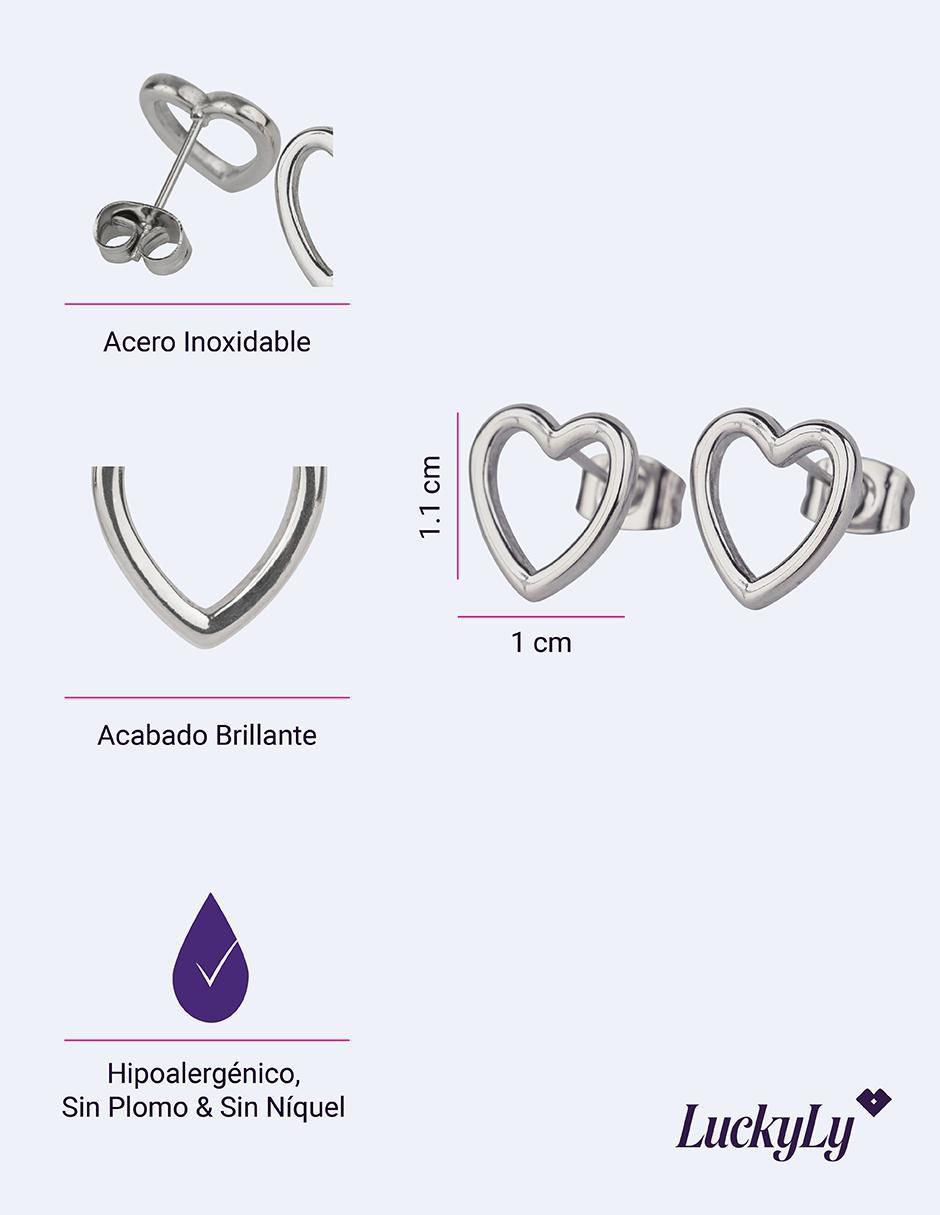 Aretes de corazón 14 K con acabado brillante 6