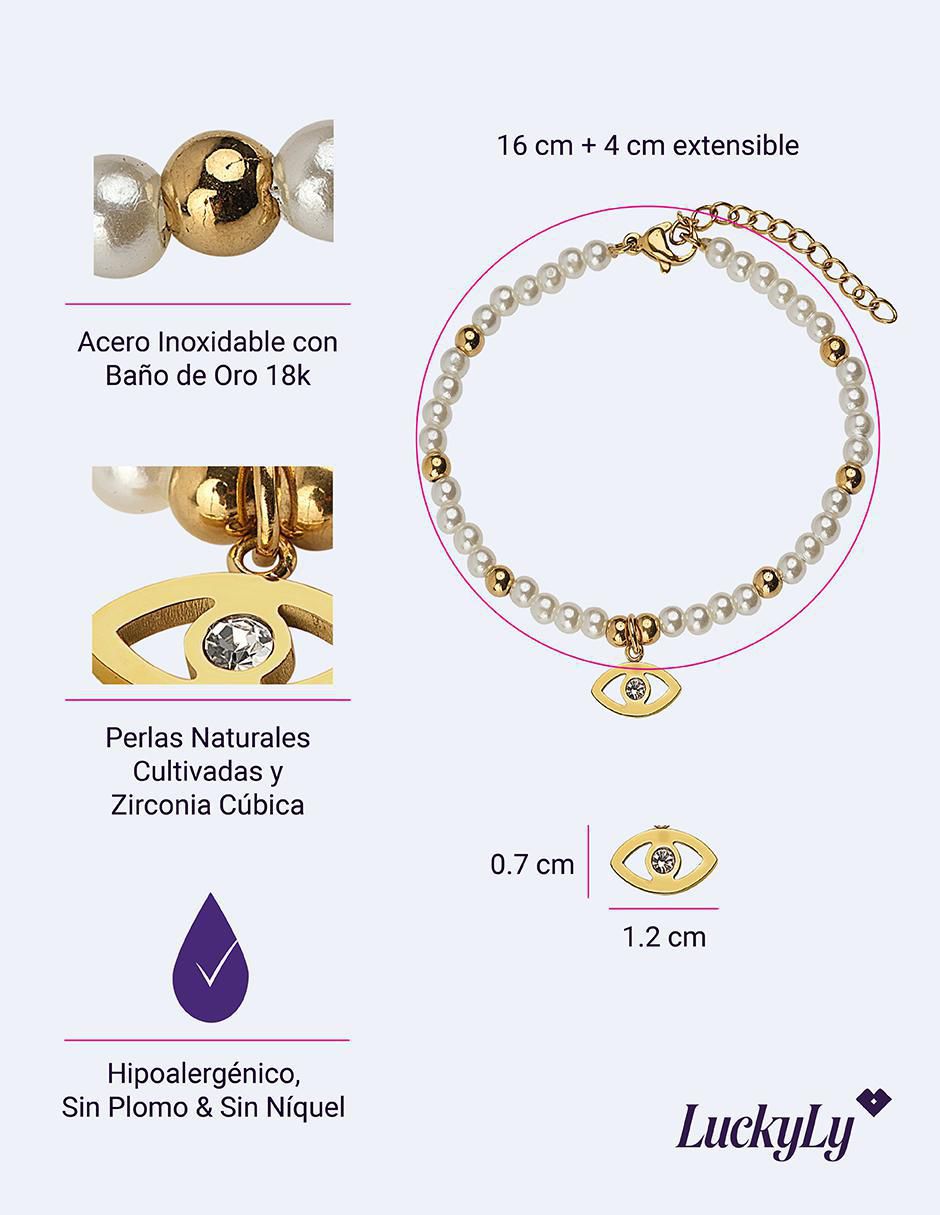 Pulsera con perla 18 k Annie Ojo Turco con acabado brillante 7