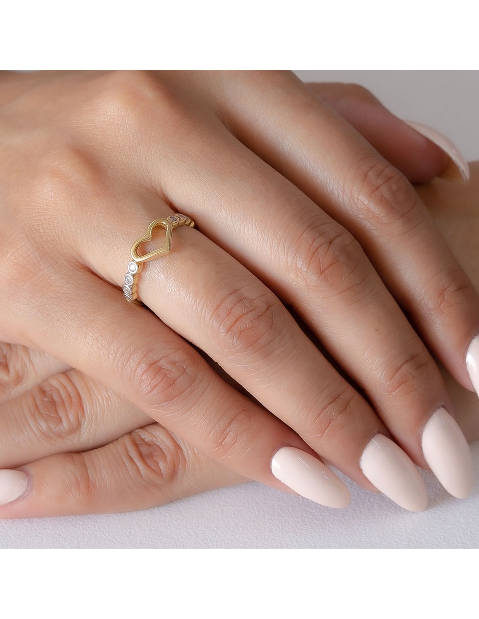 Anillo de corazón 10 k de oro zirconia brillante 4