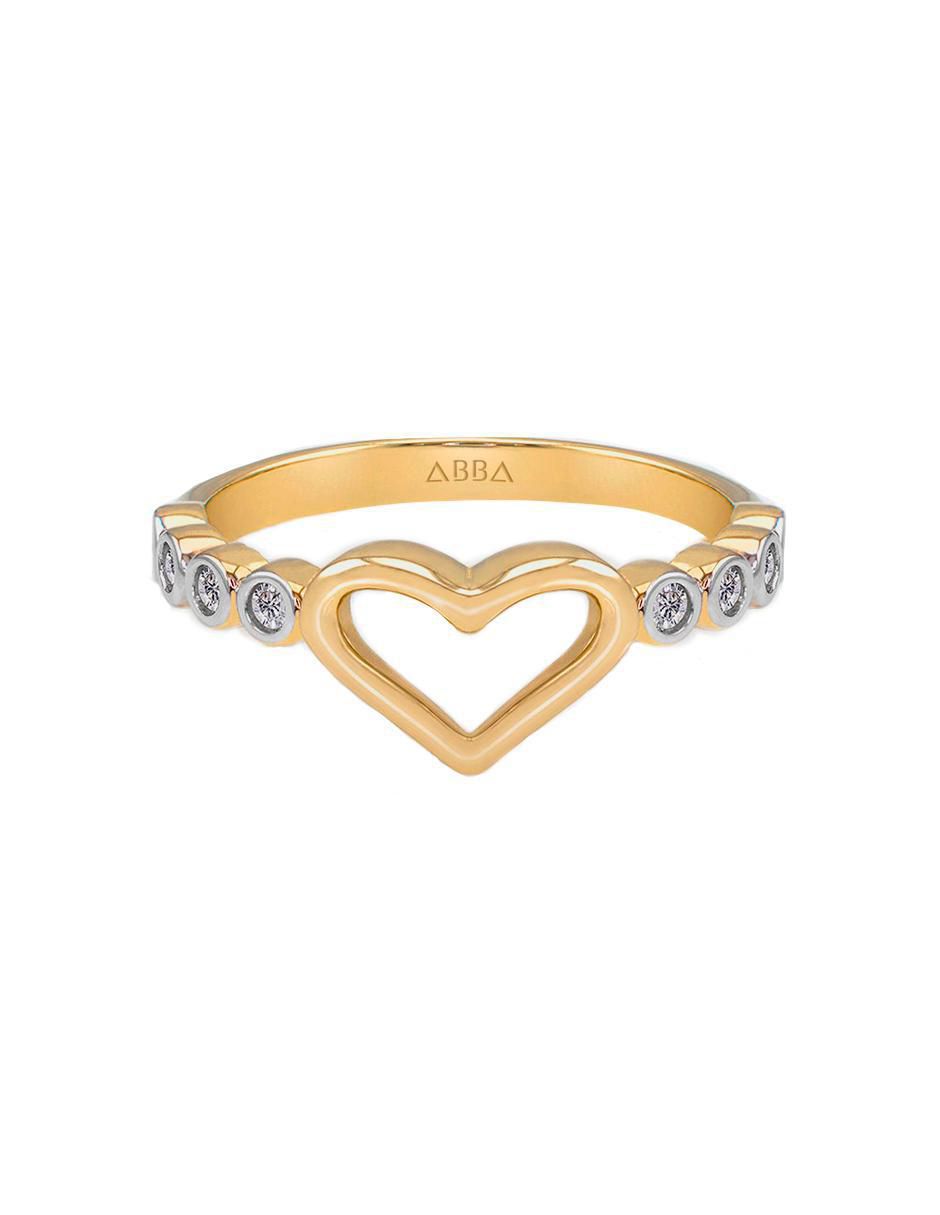 Anillo de corazón 14 k de oro zirconia brillante Anillo de corazón 14 k de oro zirconia brillante