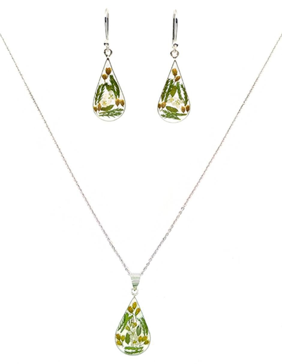 Aretes y collar de gota de plata p 925 Aretes y collar de gota de plata p 925