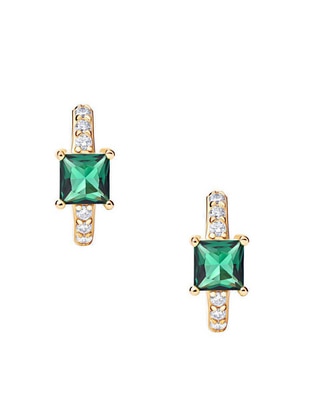 Aretes circulares de plata P 925 esmeralda