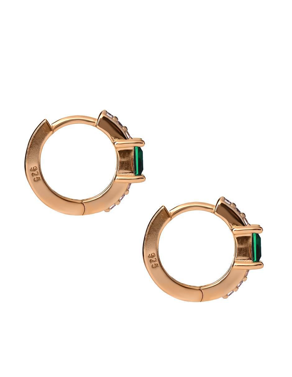 Aretes circulares de plata P 925 esmeralda 3